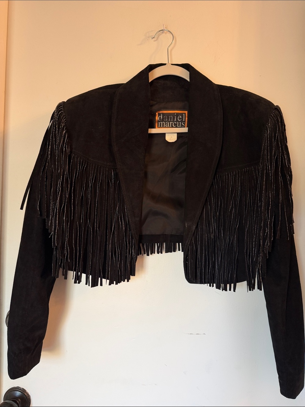 Vintage 70's Black Suede leather Bolero Fringe Jacket medium Daniel Marcus